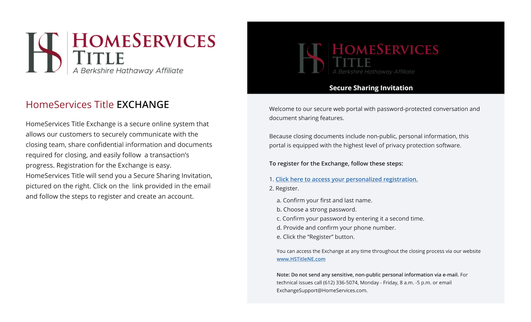 HomeServices Title Exchange Homepage